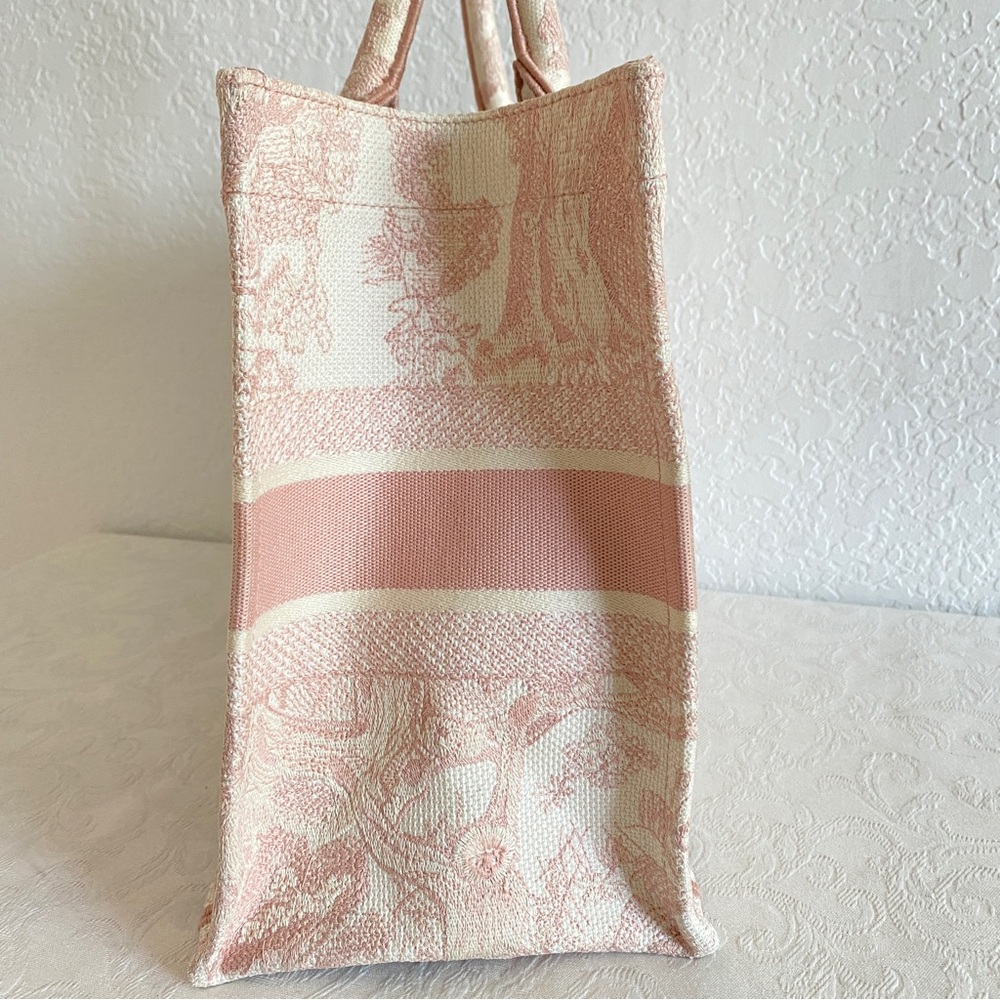 Christian Dior Pink Toile De Jouy Embroidery Medium Book Tote - Picture 3 of 16
